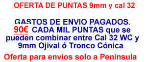 Oferta 1000 puntas Puntas 9mm ó 32wc cobrizadas 90€ portes pagados